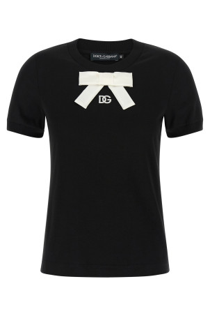 Футболка с бантиком, черная DOLCE & GABBANA F8N08ZGDC6KN0000 Футболка с бантиком, черная DOLCE & GABBANA F8N08ZGDC6KN0000