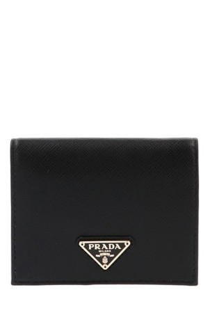 Кожаный кошелек с логотипом Черный PRADA 1MV204QHHF0002 Кожаный кошелек с логотипом Черный PRADA 1MV204QHHF0002