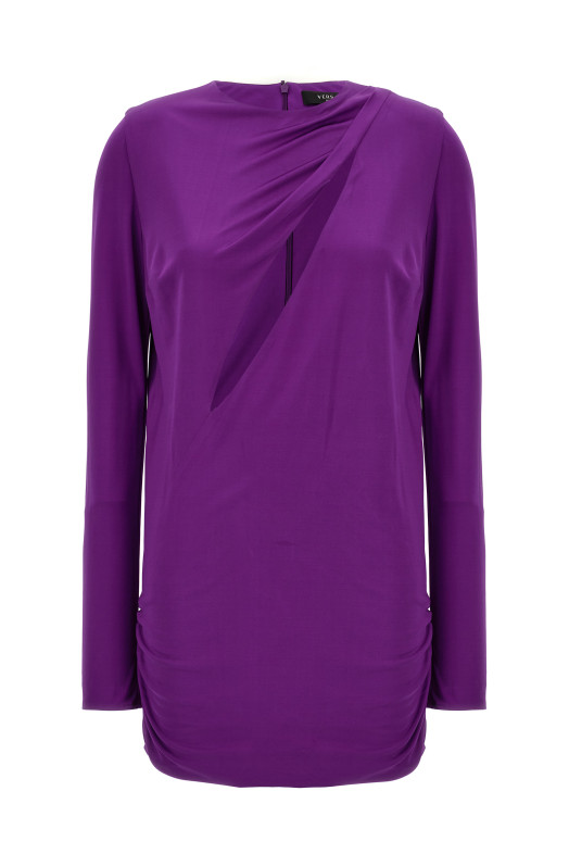 Вырезанное трикотажное платье Фиолетовое VERSACE (10100431A005721LD60)