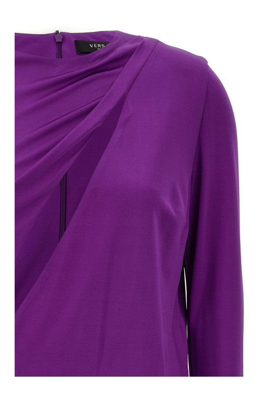 Вырезанное трикотажное платье Фиолетовое VERSACE (10100431A005721LD60)