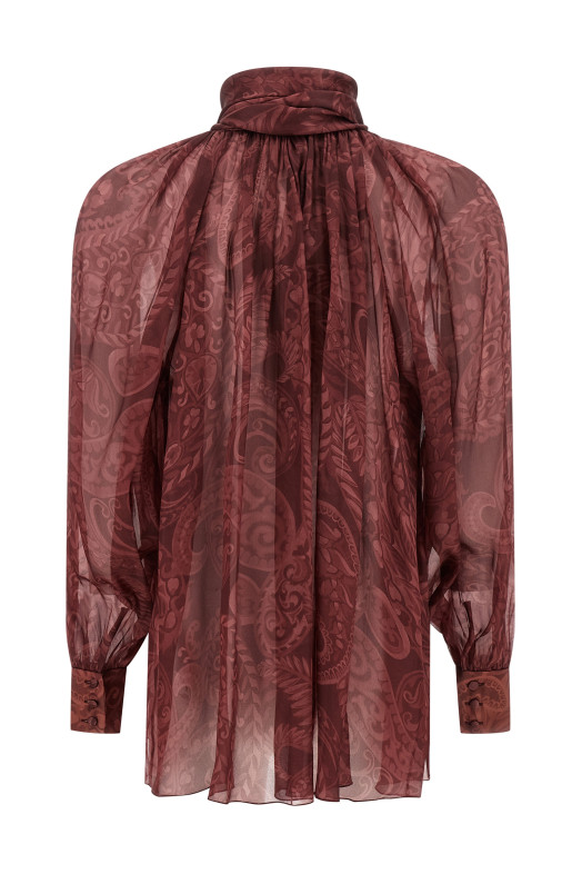 Блузка с бантиком бордо ETRO WRJA015099SA1K9X0867 Блузка с бантиком бордо ETRO WRJA015099SA1K9X0867