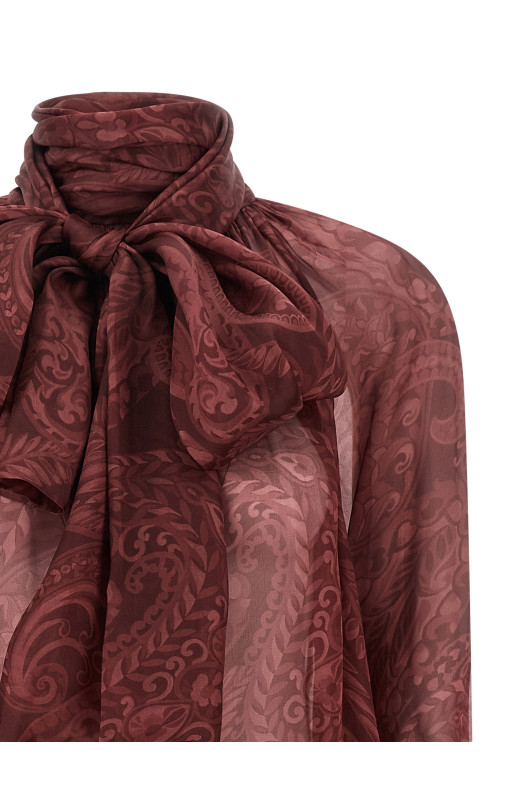Блузка с бантиком бордо ETRO WRJA015099SA1K9X0867 Блузка с бантиком бордо ETRO WRJA015099SA1K9X0867