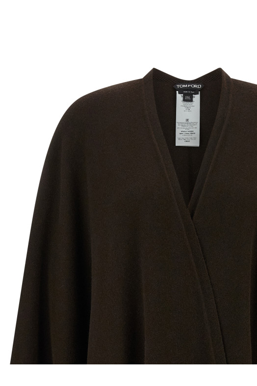 Кашемировое пончо коричневое TOM FORD SFK012YAX899KB650 Кашемировое пончо коричневое TOM FORD SFK012YAX899KB650