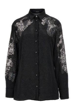 Атласна мереживна сорочка Чорна VERSACE (10094901A069311B000)