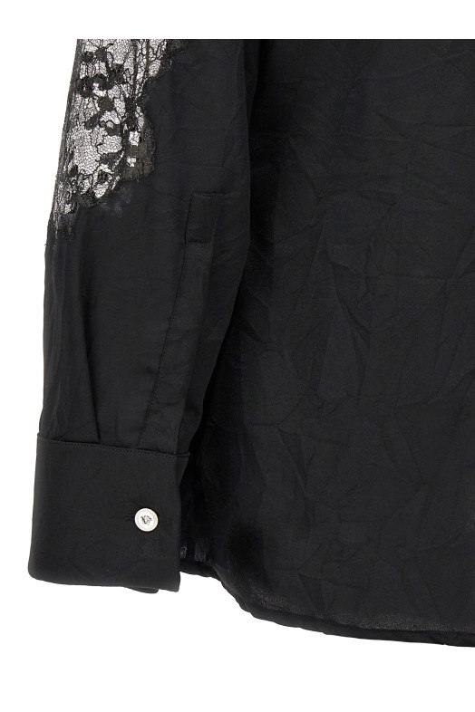 Атласная кружевная рубашка Черная VERSACE (10094901A069311B000)