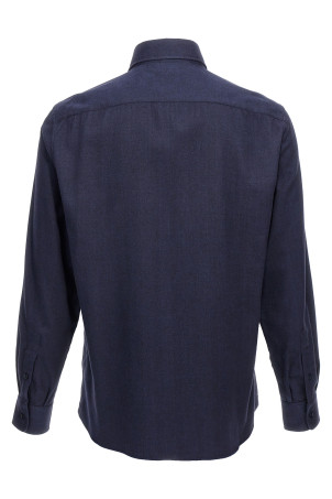 Рубашка с узором «елочка» Синяя BRUNELLO CUCINELLI MY6370627C019 Рубашка с узором «елочка» Синяя BRUNELLO CUCINELLI MY6370627C019