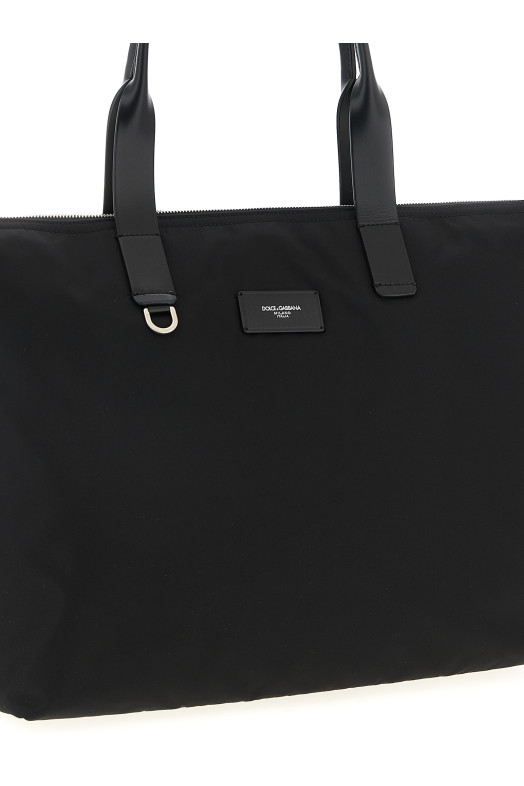 Media logo patch shopping bag Black Media logo patch shopping bag Black