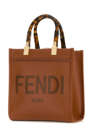 Карамельна шкіряна невелика сумка для покупок Sunshine FENDI (8BH394ABVL)