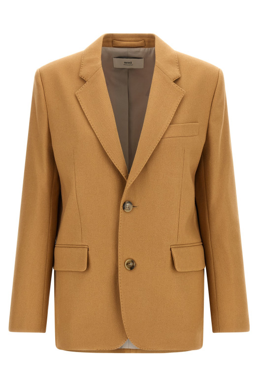 Шерстяной блейзер Бежевый AMI PARIS FBV001WV0058280