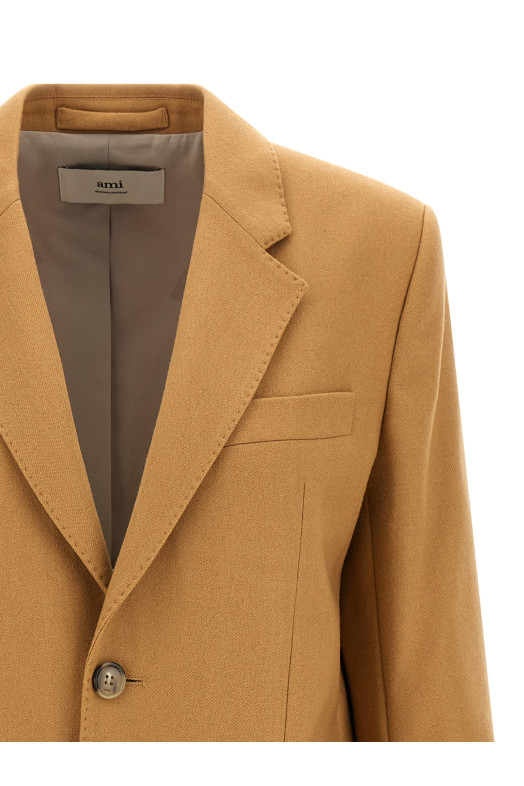 Шерстяной блейзер Бежевый AMI PARIS FBV001WV0058280