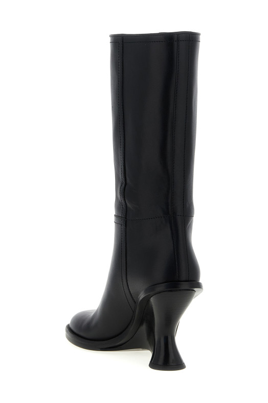 Curved wedge heel boots Black