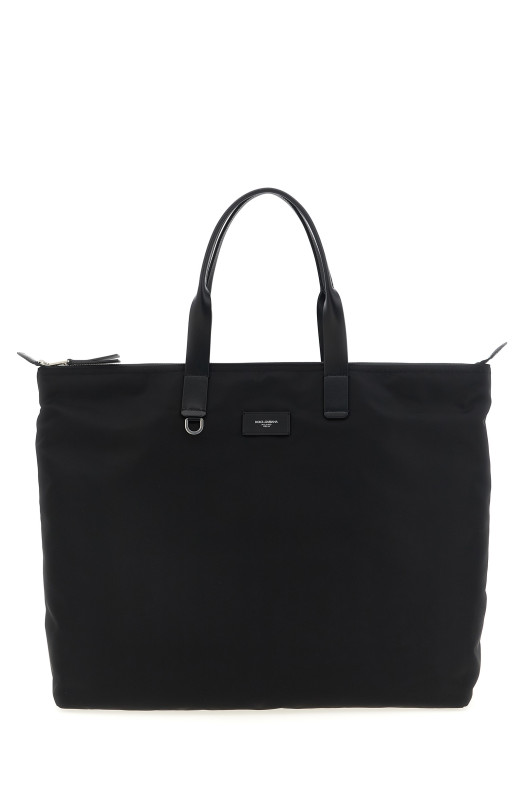 Big logo patch shopping bag Black