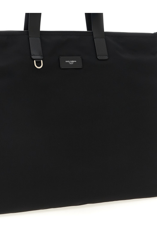 Big logo patch shopping bag Black