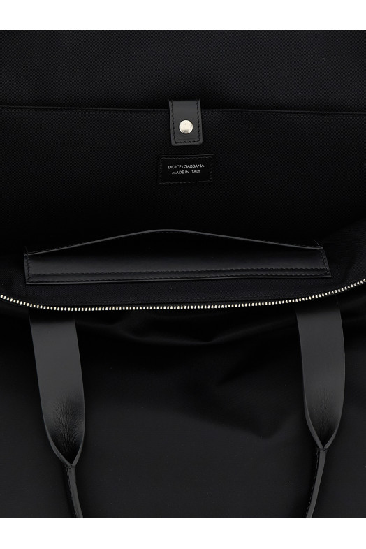 Big logo patch shopping bag Black