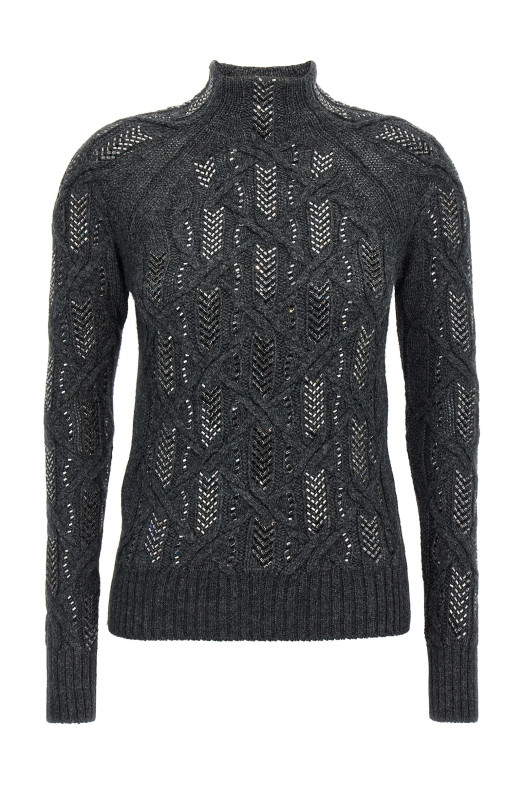 Светр з кришталевою косою Сірий ERMANNO SCERVINO D475M300CTJZWM4516 Светр з кришталевою косою Сірий ERMANNO SCERVINO D475M300CTJZWM4516