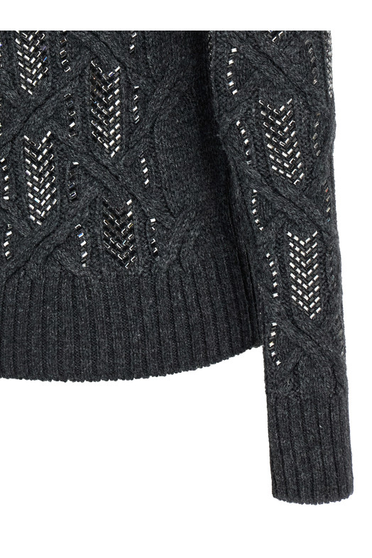 Светр з кришталевою косою Сірий ERMANNO SCERVINO D475M300CTJZWM4516 Светр з кришталевою косою Сірий ERMANNO SCERVINO D475M300CTJZWM4516