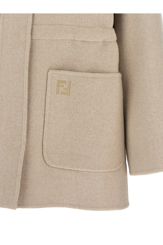 FF шерстяная парка Бежевая FENDI FJ7587A5HDF1MYZ FF шерстяная парка Бежевая FENDI FJ7587A5HDF1MYZ