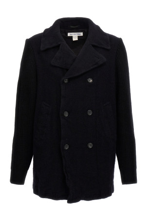Двобортне вовняне пальто Синє COMME DES GARCONS SHIRT FNC501W241 Двобортне вовняне пальто Синє COMME DES GARCONS SHIRT FNC501W241