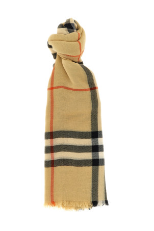 Check wool scarf Beige