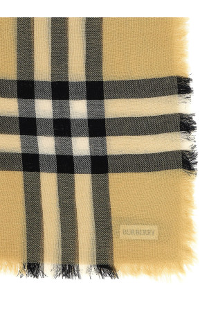 Check wool scarf Beige