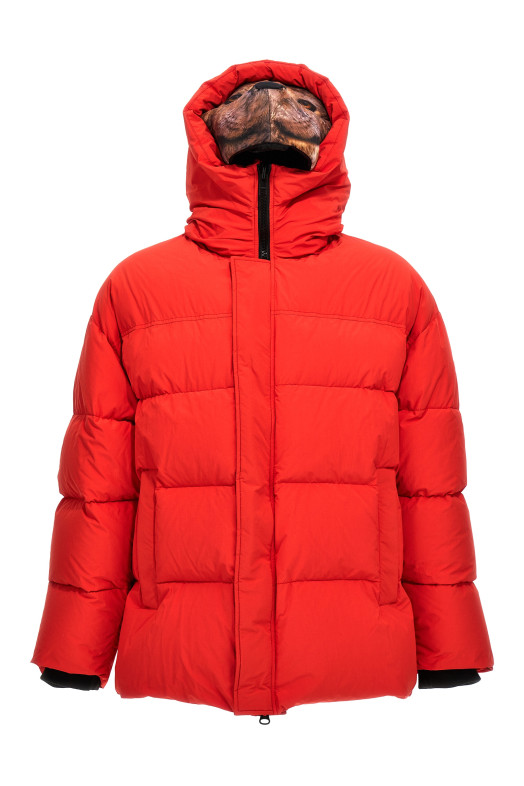 'Animal trim' down jacket Red 'Animal trim' down jacket Red