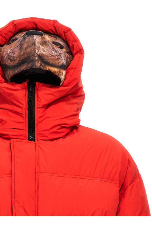 'Animal trim' down jacket Red 'Animal trim' down jacket Red