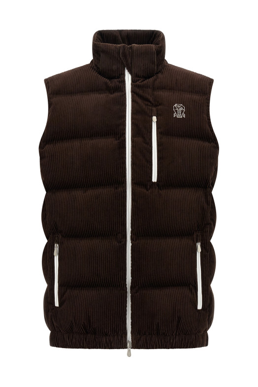 Бархатный жилет коричневый BRUNELLO CUCINELLI MM180KG10COD79