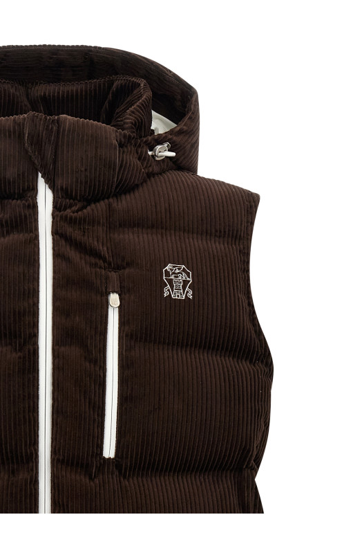 Бархатный жилет коричневый BRUNELLO CUCINELLI MM180KG10COD79