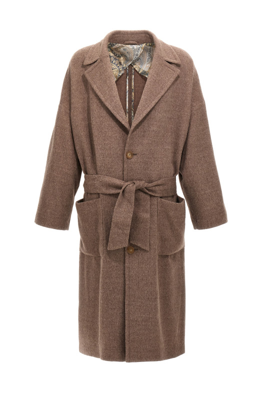 Single-breasted wool coat Beige