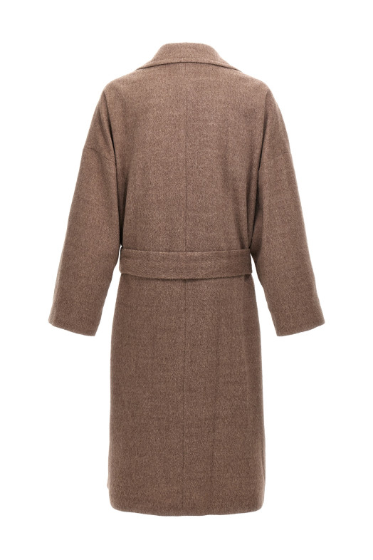 Single-breasted wool coat Beige