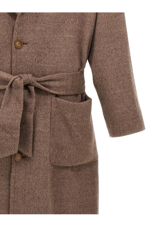 Single-breasted wool coat Beige