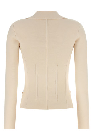 Fabric-stitch wool blazer White