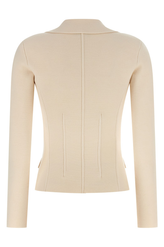 Fabric-stitch wool blazer White