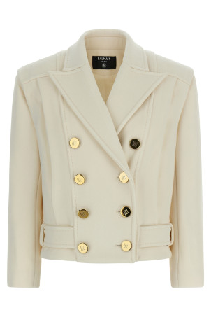 Двобортне пальто Біле BALMAIN FF1UA095WB500FA Двобортне пальто Біле BALMAIN FF1UA095WB500FA