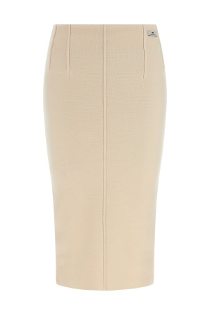 Fabric stitch wool skirt White