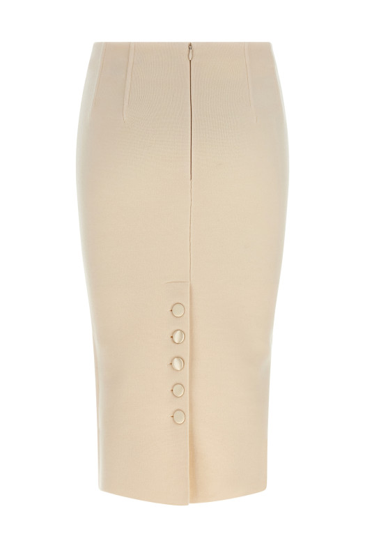 Fabric stitch wool skirt White