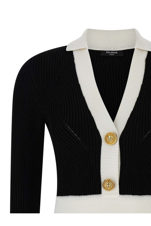 Двоколірне плаття Чорно-сіре BALMAIN FF1R9858KI64EAB Двоколірне плаття Чорно-сіре BALMAIN FF1R9858KI64EAB