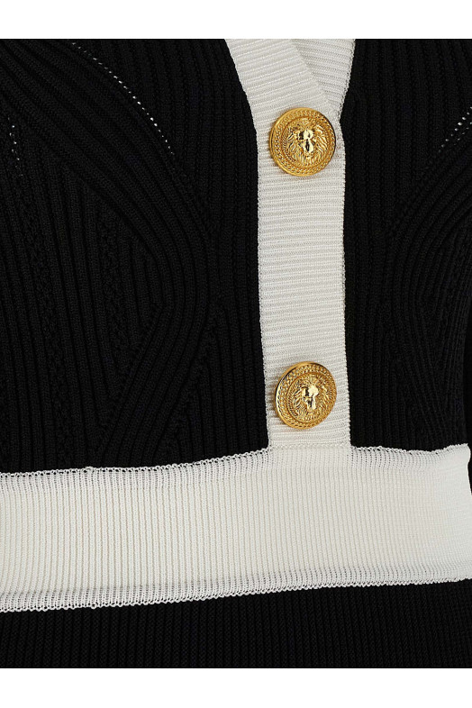 Двоколірне плаття Чорно-сіре BALMAIN FF1R9858KI64EAB Двоколірне плаття Чорно-сіре BALMAIN FF1R9858KI64EAB