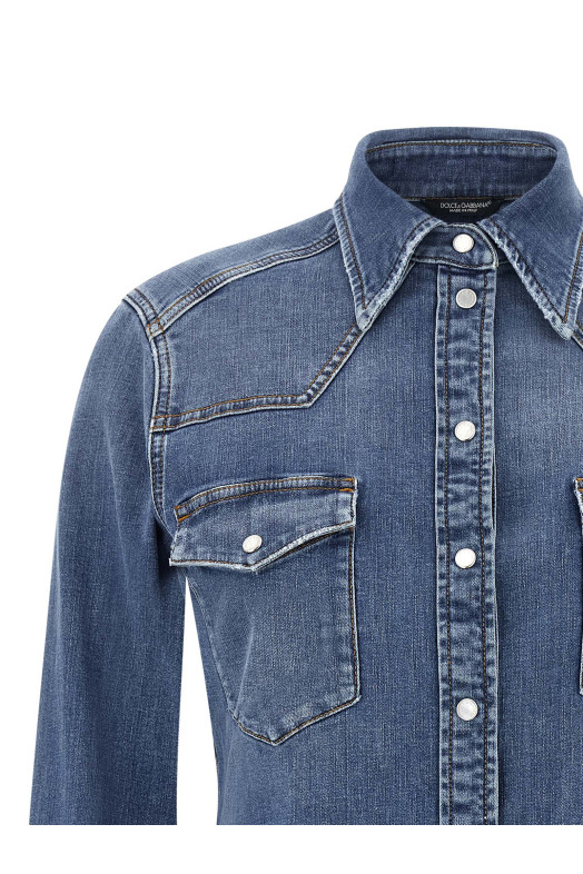 Джинсовая рубашка Синяя DOLCE & GABBANA F5T64DG8NR6S9001