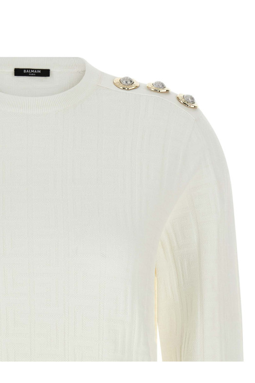 Топ з широкими плечима Білий BALMAIN FF1KD090KI630KA Топ з широкими плечима Білий BALMAIN FF1KD090KI630KA