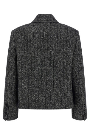 Полосатый шерстяной блейзер Черно-серый DOLCE & GABBANA F27FXTFRZANS8051 Полосатый шерстяной блейзер Черно-серый DOLCE & GABBANA F27FXTFRZANS8051