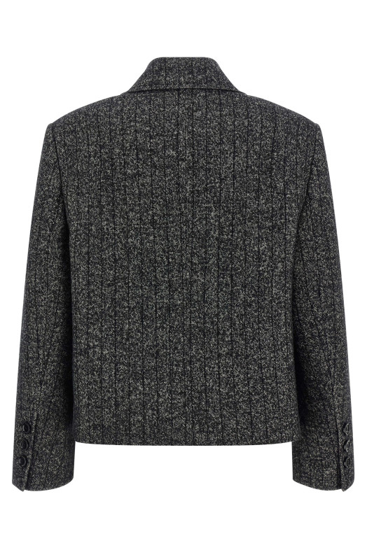 Полосатый шерстяной блейзер Черно-серый DOLCE & GABBANA F27FXTFRZANS8051