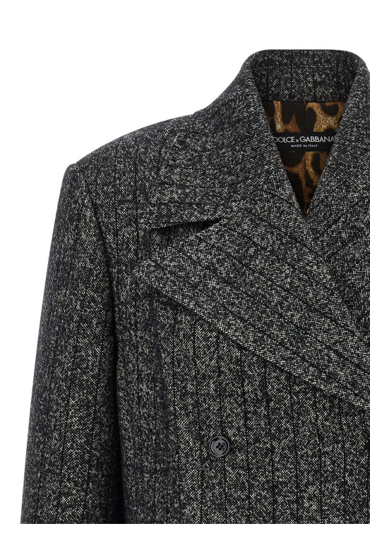 Полосатый шерстяной блейзер Черно-серый DOLCE & GABBANA F27FXTFRZANS8051