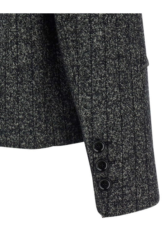 Полосатый шерстяной блейзер Черно-серый DOLCE & GABBANA F27FXTFRZANS8051