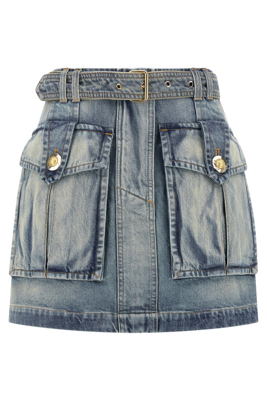 Спідниця з кишенями для вантажу СИНЯ BALMAIN FF1LBA88DF796FC Спідниця з кишенями для вантажу СИНЯ BALMAIN FF1LBA88DF796FC