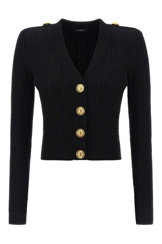 Скручений трикотажний кардиган Чорний BALMAIN FF1KL245KI500PA Скручений трикотажний кардиган Чорний BALMAIN FF1KL245KI500PA