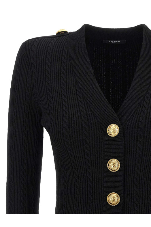Скручений трикотажний кардиган Чорний BALMAIN FF1KL245KI500PA Скручений трикотажний кардиган Чорний BALMAIN FF1KL245KI500PA
