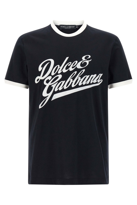 Футболка з логотипом Velvet, синя DOLCE & GABBANA G8PV1TG7PGCB0665 Футболка з логотипом Velvet, синя DOLCE & GABBANA G8PV1TG7PGCB0665