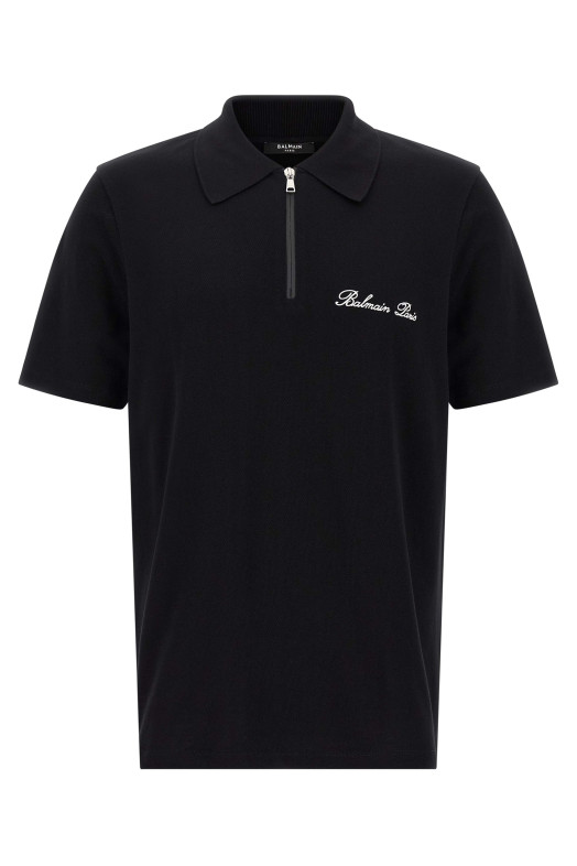 Поло з вишитим логотипом Чорно-сіре BALMAIN DH1GC028BC78EAB Поло з вишитим логотипом Чорно-сіре BALMAIN DH1GC028BC78EAB