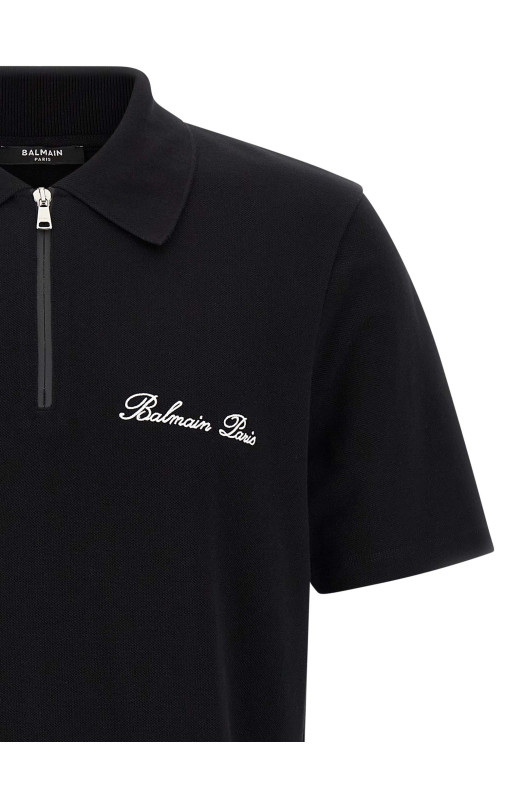 Поло з вишитим логотипом Чорно-сіре BALMAIN DH1GC028BC78EAB Поло з вишитим логотипом Чорно-сіре BALMAIN DH1GC028BC78EAB
